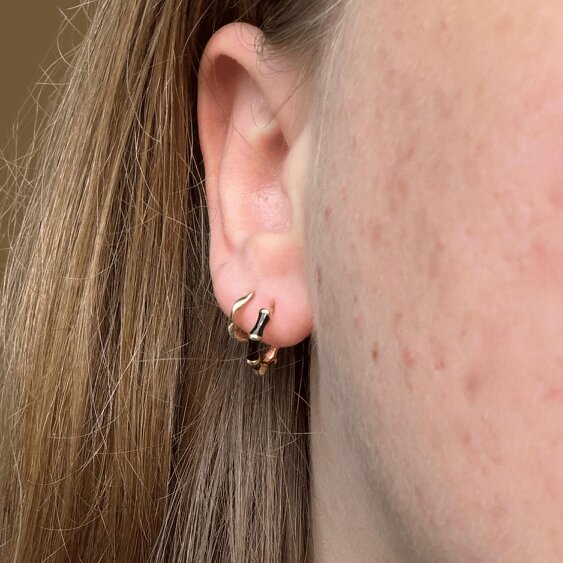 Reeves & Reeves Black and Gold Bamboo Hoop Earrings