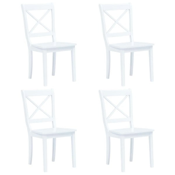 Berkfield Dining Chairs 4 pcs White Solid Rubber Wood