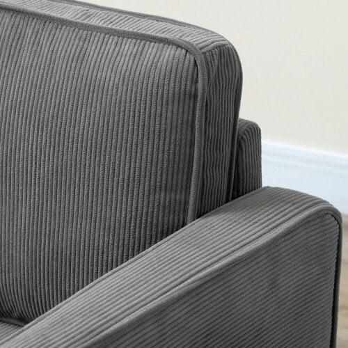 Wyld Haus Sono Vare Corduroy Grey Compact 2 Seater Sofa Natural Wooden Legs
