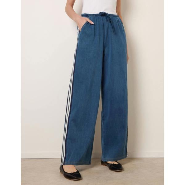 Blue Vanilla Stripe Trousers With Elasticated Waist
