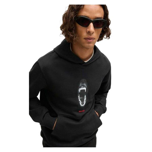 Hugo Mens Genie Regular Drawstring Hoodie - Black - 
