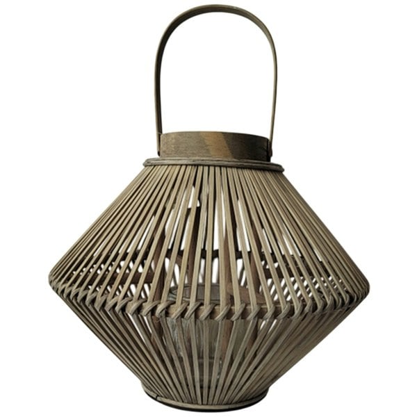 Hill Interiors Wicker Cone Candle Lantern - Brown