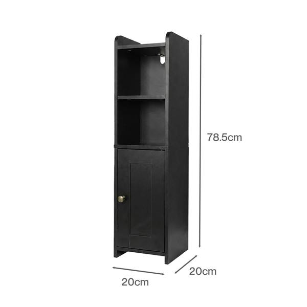 Levede Bathroom Cabinet Slim Corner Storage Adjustable Shelves PB MDF Black