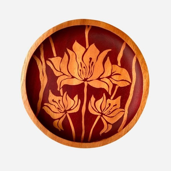 Batik Ying Magnolia Batik Mahogany Serving Plate