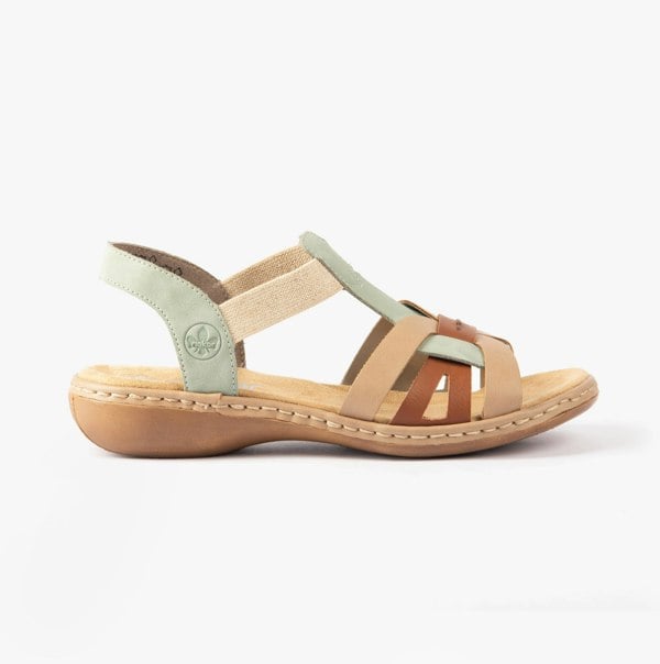 Rieker 65918-52 Womens Sandals - Green Combination