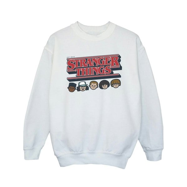 Netflix Girls Stranger Things Caricature Logo Sweatshirt - White