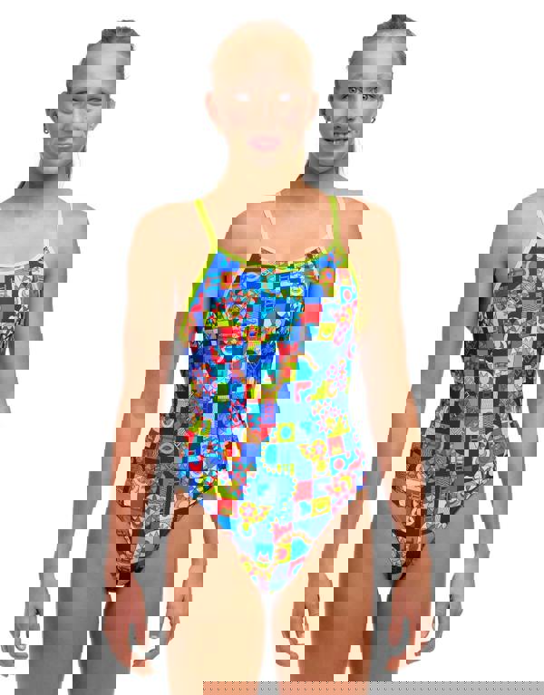 Funkita Girls Bored Games Diamond Back Swimsuit - Blue/Multi