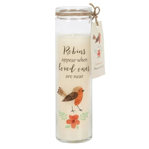 Something Different Robins Appear Cranberry Scented Candle - White