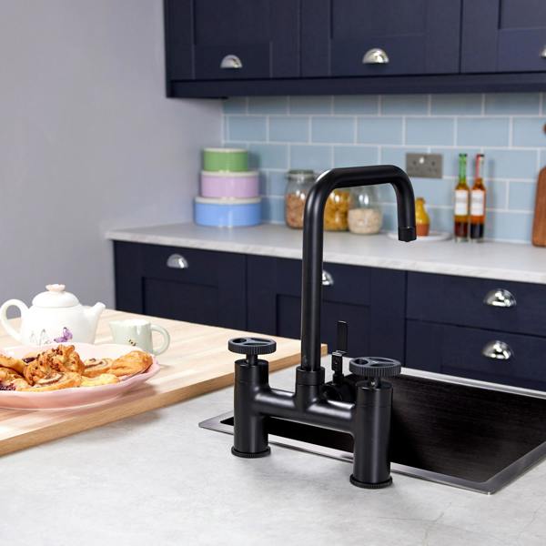 Flode kraft | Industrial Bridge Style 3 in 1 Instant Boiling Tap | Matt Black Finish