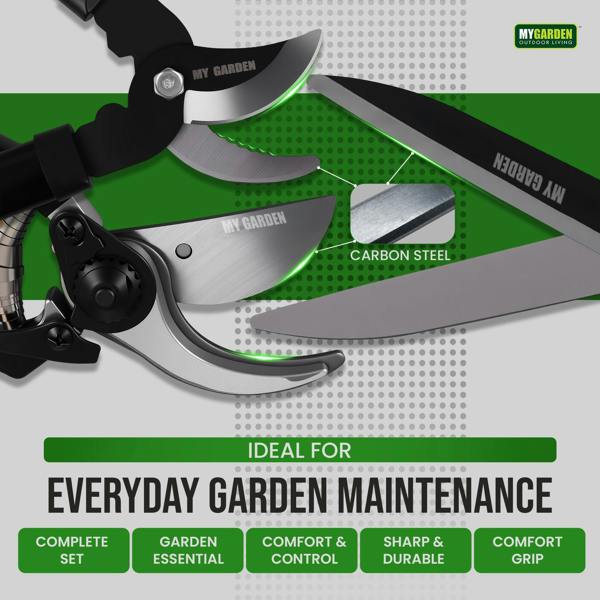 My Garden Outdoor Living My Garden Hedge Shears Pruner Bypass Loppers Set of 3 - Pruning Secateurs Hedging Shear & Tree Loppers with Ultra Sharp Blade