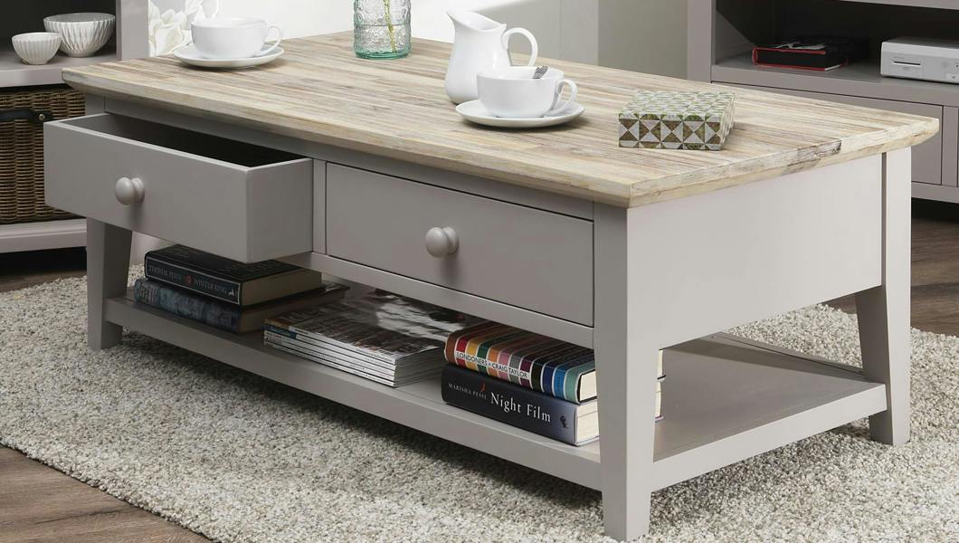 Statement Furniture Florence Wooden Coffee Table with Drawers and Shelf