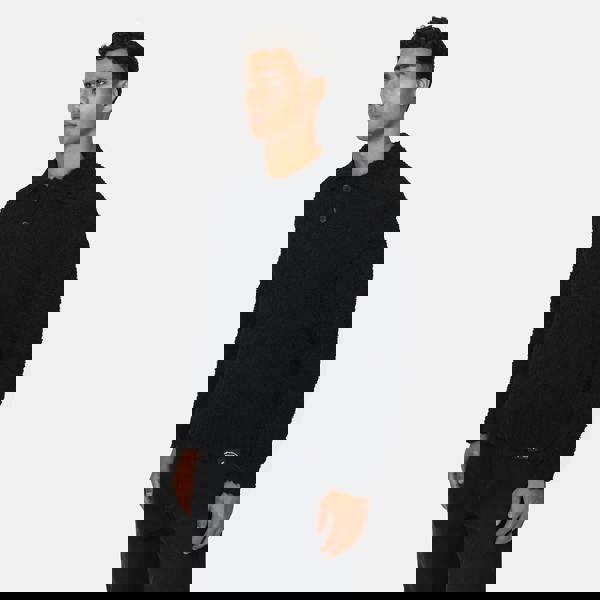 Good For Nothing Black Relaxed Boucle Knitted Polo - Black Image 3