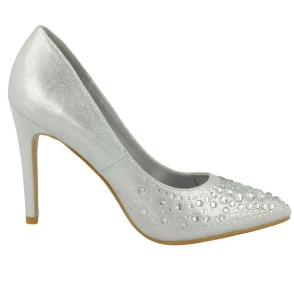 Spot On Ladies Spot On Diamante Court Shoes F90061