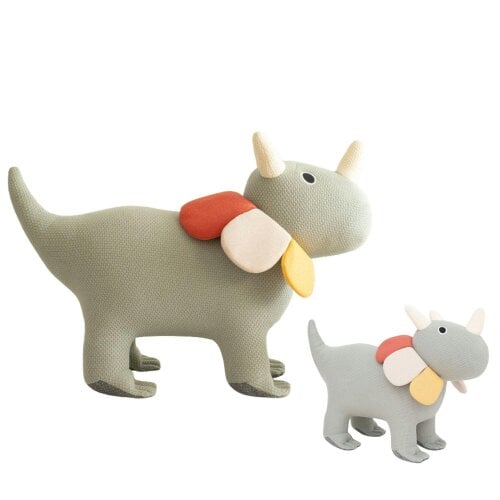 CROCHETTS Set of 2 cotton triceratops dinosaur plush toys (Large + Mini) 4056
