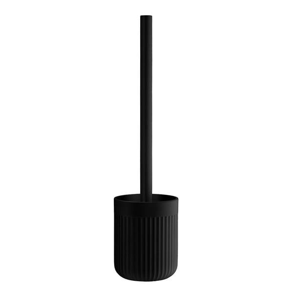 Black polyresin toilet brush and holder