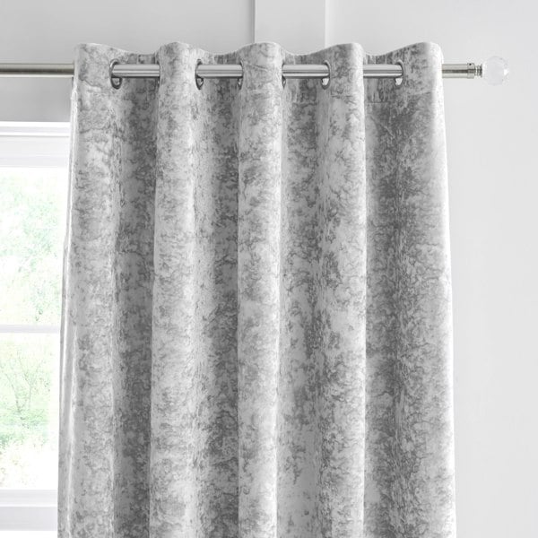 Catherine Lansfield Crushed Velvet Lined Eyelet Curtains