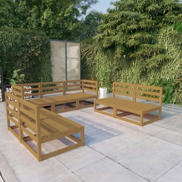 Berkfield 7 Piece Garden Lounge Set Honey Brown Solid Pinewood