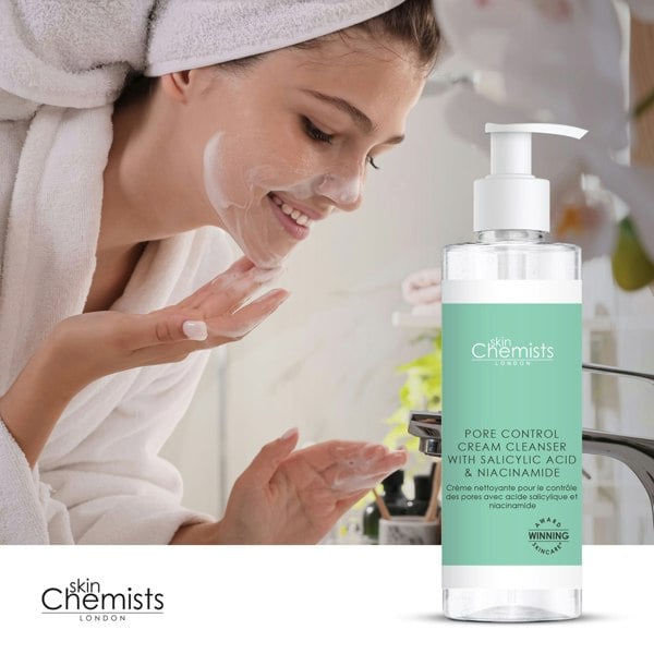 skinChemists Pore Control Cream Cleanser with Salicylic Acid & Niacinamide 200ml