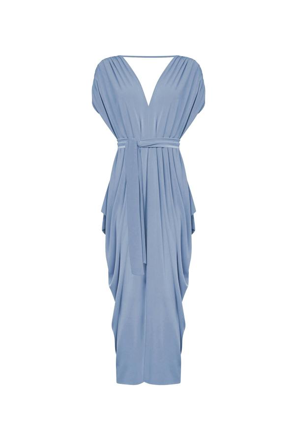 James Lakeland Draped Open-Back Midi Dress – Powder Blue