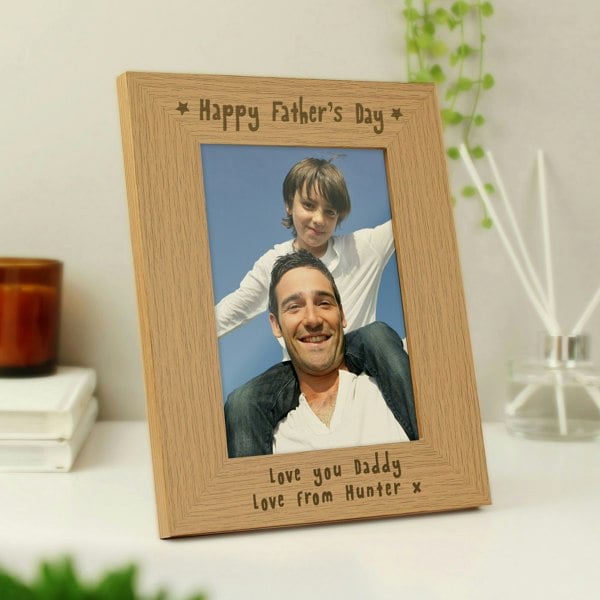 Personalised Memento Company Personalised Happy Father's Day 5x7 Oak Finish Photo Frame
