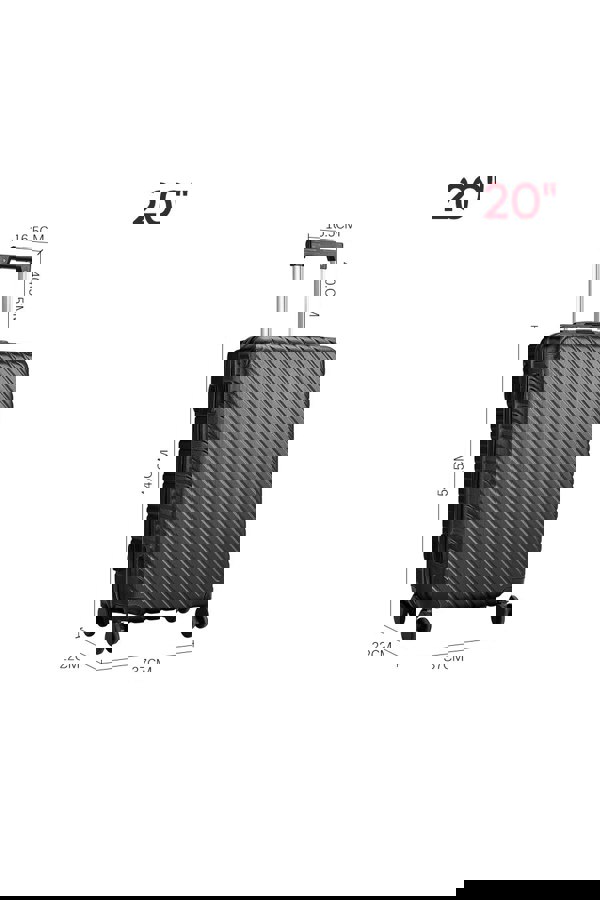 Living and Home Fashion Lightweight Hardside Travel Suitcase, 20" Black