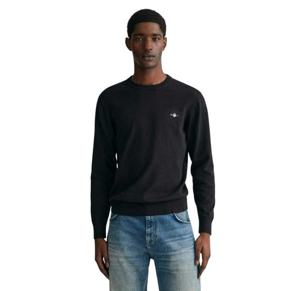 Gant Mens Cotton Crew Neck Jumper - Black - 