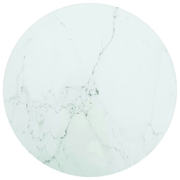 Berkfield Table Top White �_�”�_40x0.8 cm Tempered Glass with Marble Design