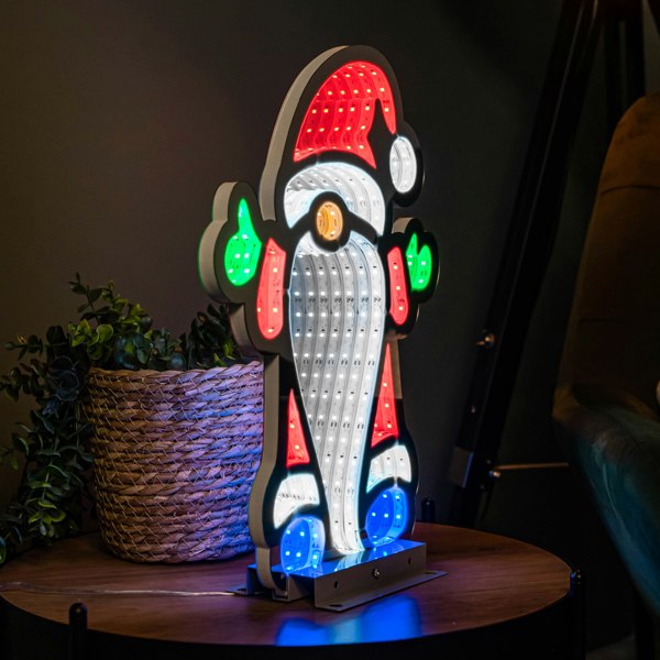 Samuel Alexander 40cm Infinity Christmas Santa with Metal Base and Multi-Coloured LEDs
