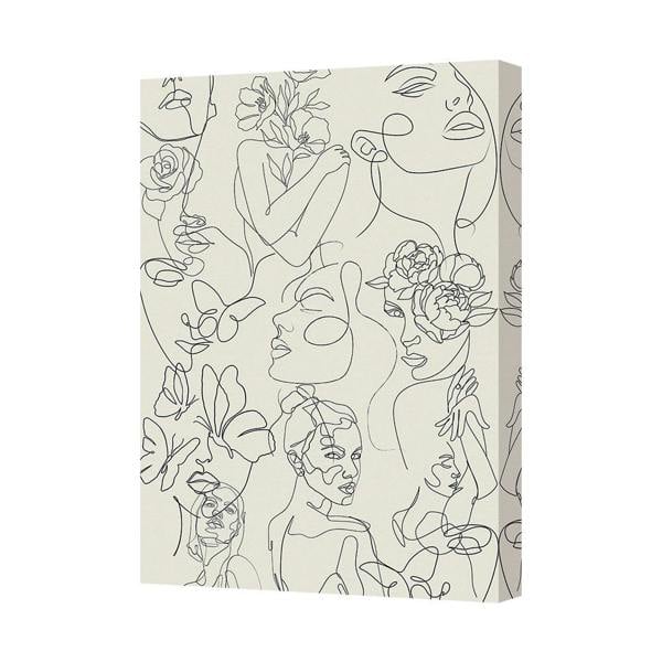 Benjamin Tate Design Abstract Line Art Canvas Print Floral Faces Wall Decor