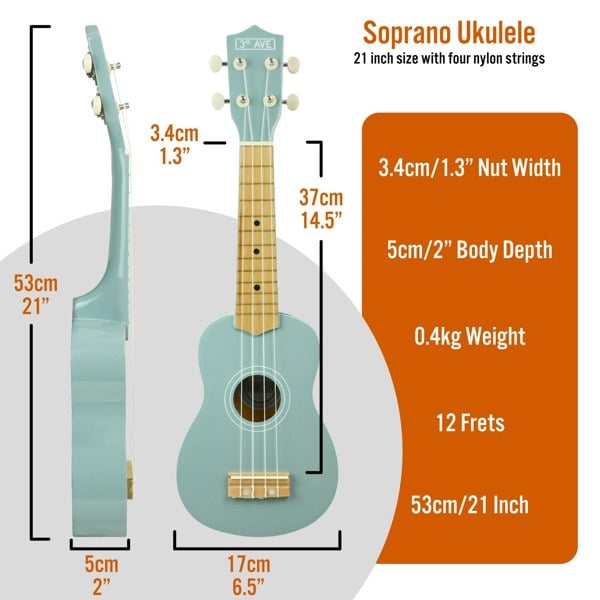 3rd Avenue Soprano Ukulele Ukuleles#Colour_Blue