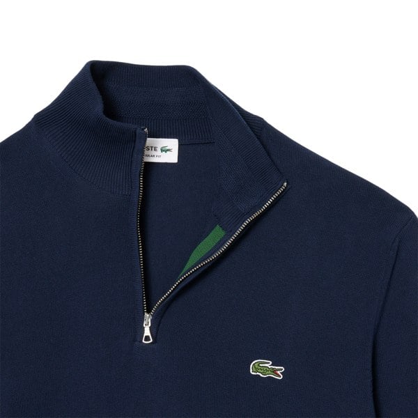 Lacoste Quarter Zip Knit Sweater Navy