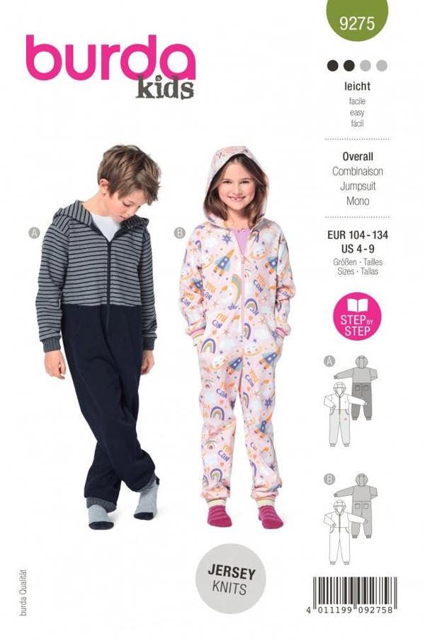 Burda Sewing Pattern 9275 Onesies For Kids, 4-9 (104-134) - Easy