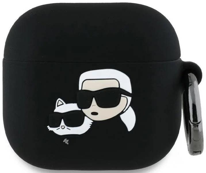 Karl Lagerfeld 3D Karl & Choupette Head Silicone Case for AirPods 4 Black - KLA4RUNKCHK