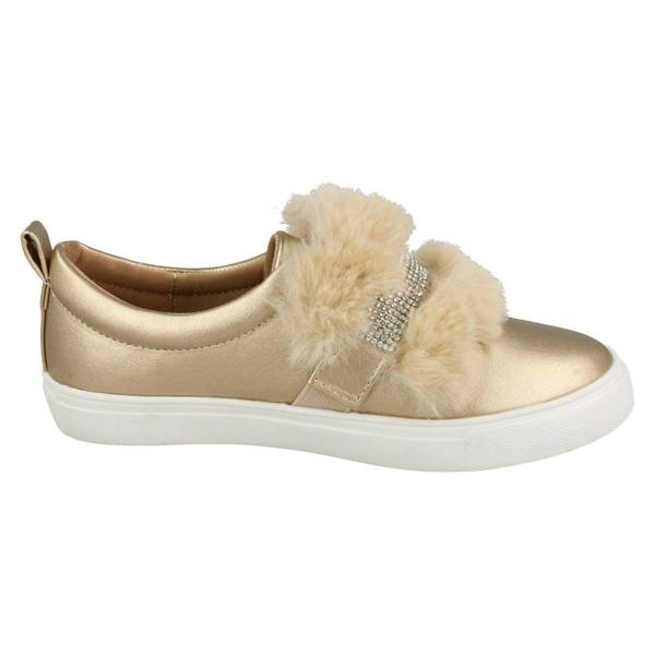 Spot On Girls Spot On Diamante Strap Fur Trim Shoes