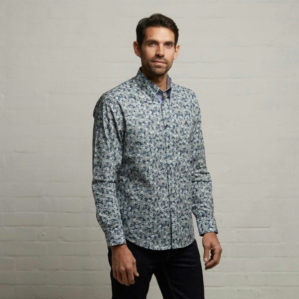 Gabicci G53W06 Mens Long Sleeve Printed Woven Shirt Gabicci Classic - STORM
