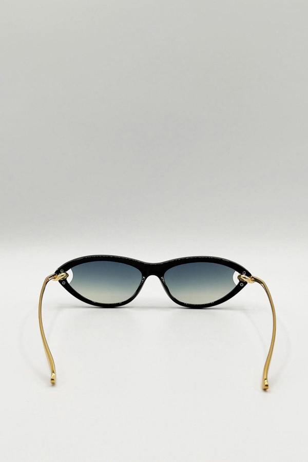 SVNX Bold Oval Angular Sunglasses in Black