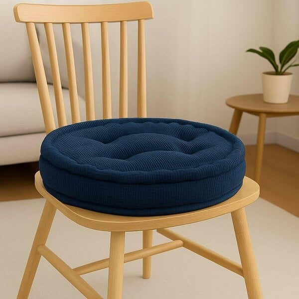 Night Zone Round Fleece Booster Seat Pad 10cm Thick – Soft Chair Cushion for Extra Height - Navy