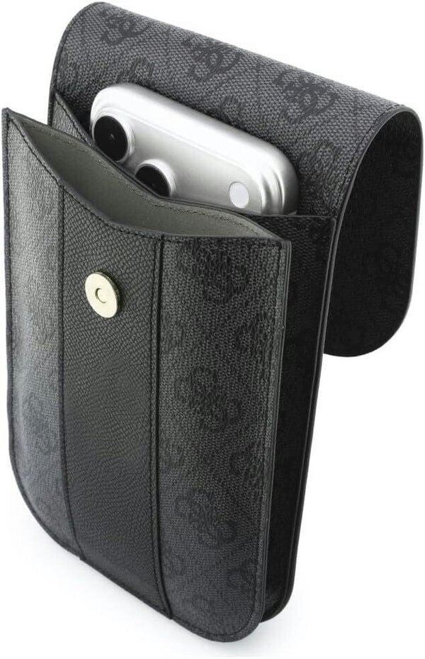 Guess 4G Round Classic Logo Stripes Universal Phone Pouch with Strap Black - GUWB6PG4S4RK