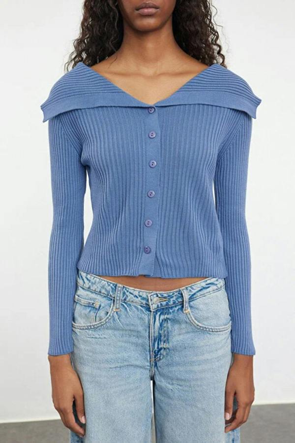 Hoxton Gal Draped Collar Knit Cardigan