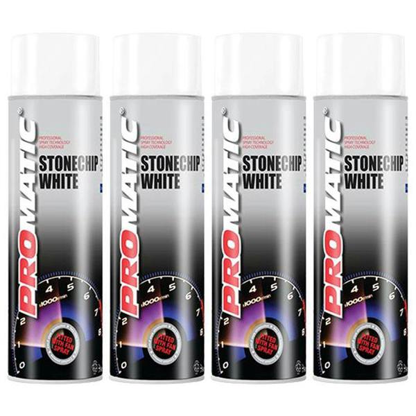 Promatic 4X Promatic Stonechip White Spray Paint 500ml
