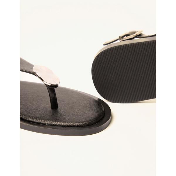 Blue Vanilla Faux Leather Metal Detail Sandals