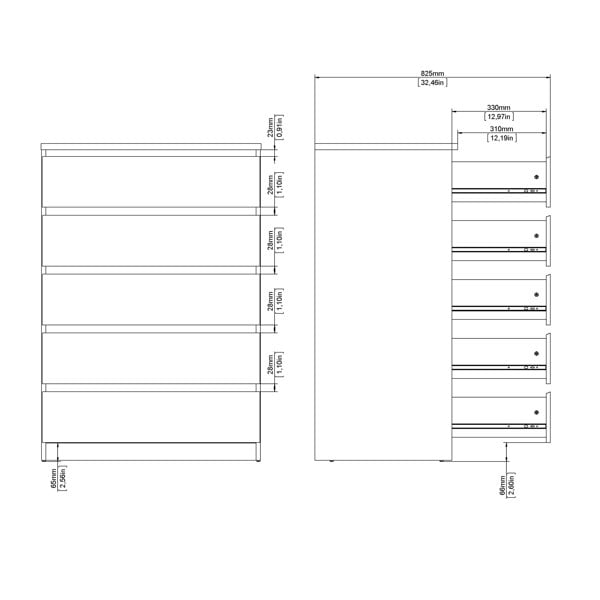 Furniture To Go Naia Chest of 5 Drawers in Cashmere Jackson Hickory