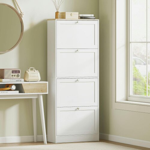 Wyld Haus Fiyofa Wooden White Compact 4 Drawer Shoe Storage Cabinet