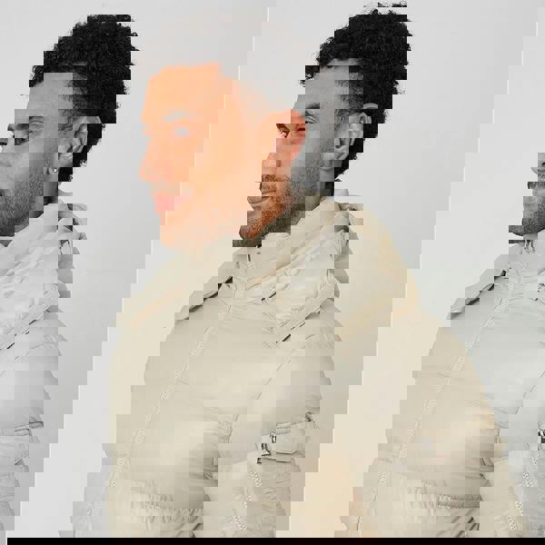 Brave Soul Stone Longline Hooded Padded Puffer Jacket - Stone Image 4