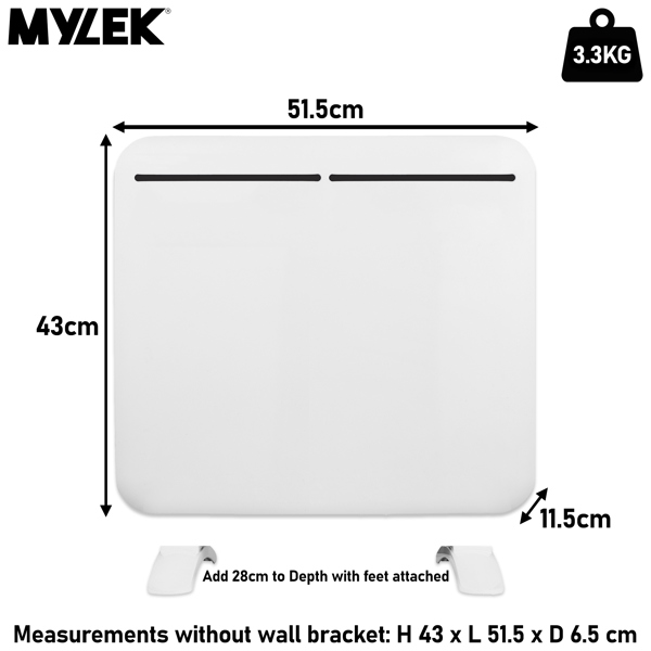 MYLEK Electric Panel Heater - Wall Mounted or Free Standing 1000w