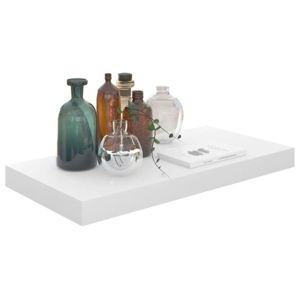 Berkfield Floating Wall Shelf High Gloss White 50x23x3.8 cm MDF