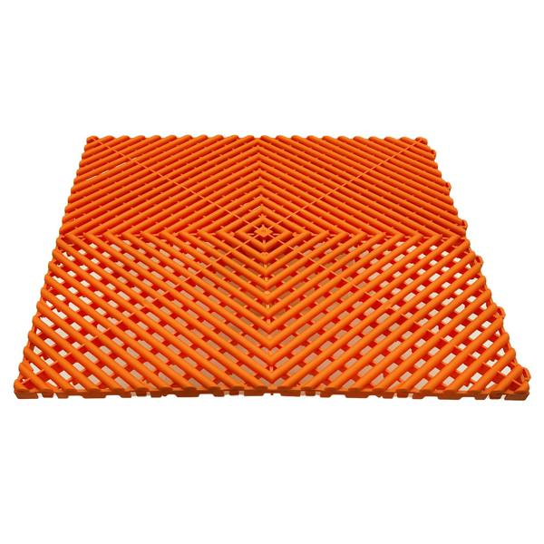 Nicoman Modular Interlocking Ribbed Vented Garage Floor Tiles - Orange