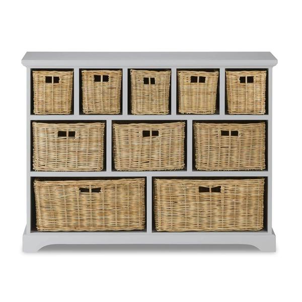 Statement Furniture Tetbury Large 10 Drawer Storage Unit with Wicker Baskets