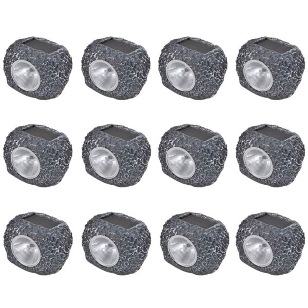 Berkfield Outdoor Solar Powered LED Spotlight Stone Shape 12 pcs
