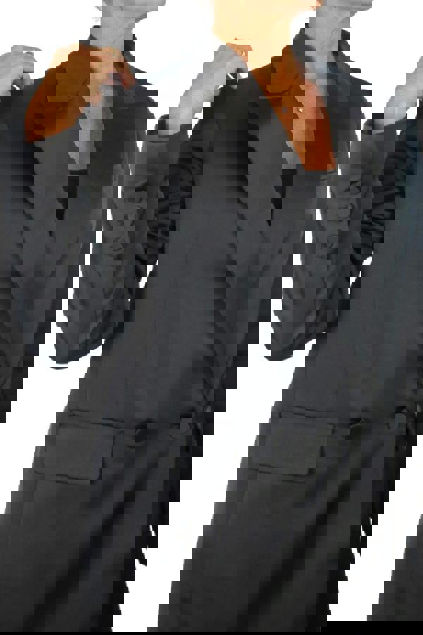 Paulo Due Women's Satin Oversized Double Breasted Blazer Black